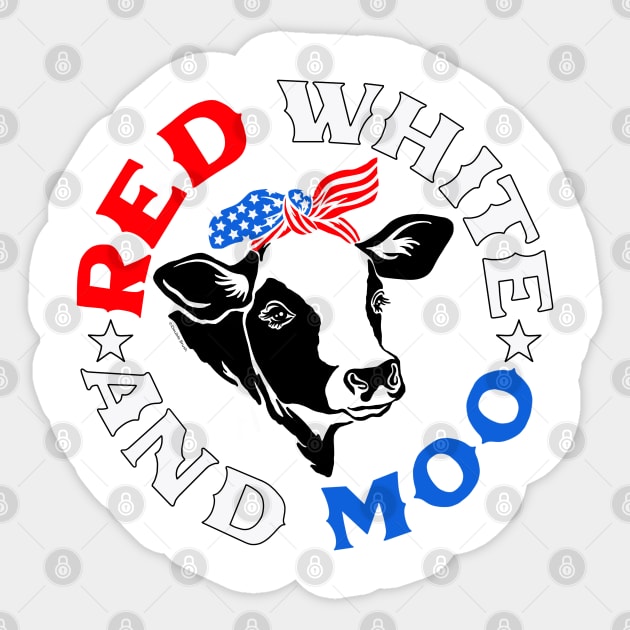Funny Patriotic Cow Shirt Red White and Moo American Farm Sticker by DoubleBrush